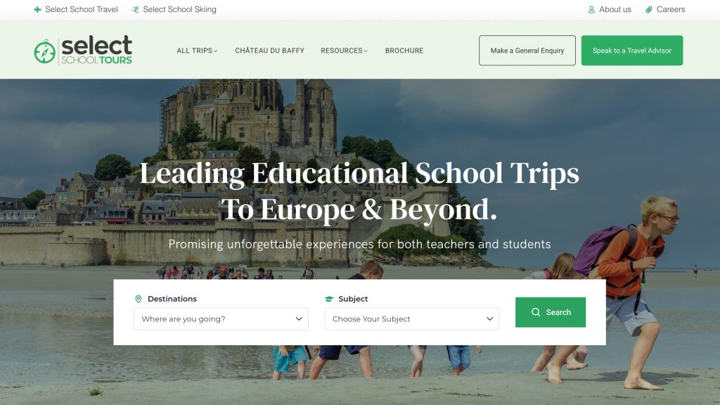 Select School Tours website